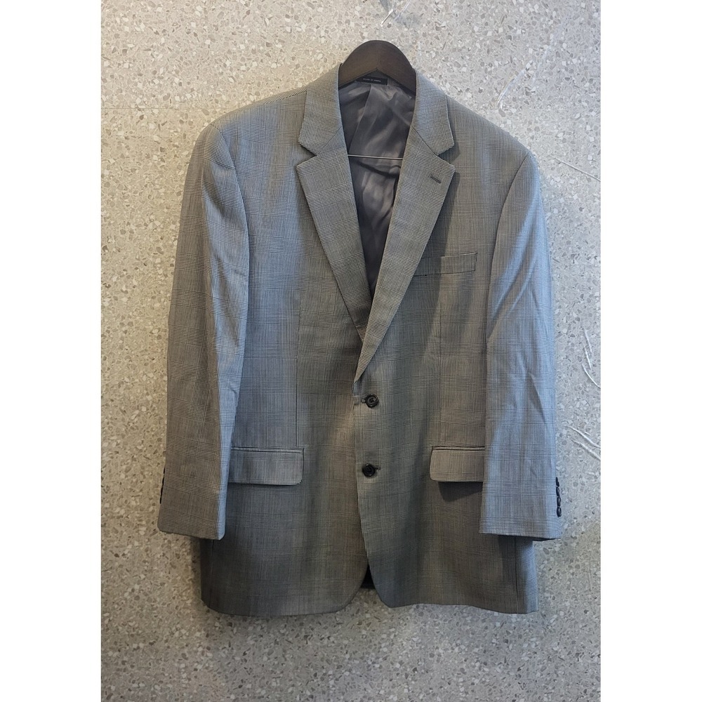 Ralph Lauren Men's Suit,Plaid, Black/White, 100% Wool,  Size 46R‎